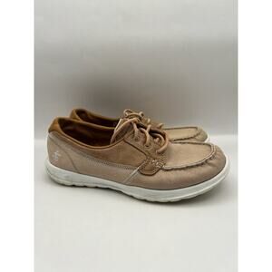 Skechers Go Walk Lite Coral Brown Boat Shoes Women Size 7.5